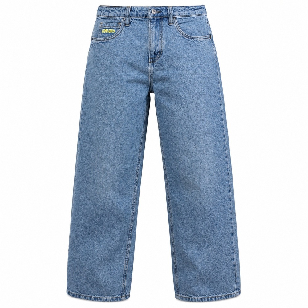 Empyre Loose Fit Jeans Mens 30 Light Wash Blue Skater Embroidered Logo 0901